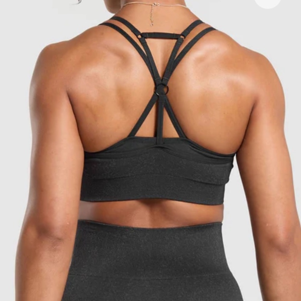 Gymshark Adapt seamless fleck - strappy bra, size medium - black
